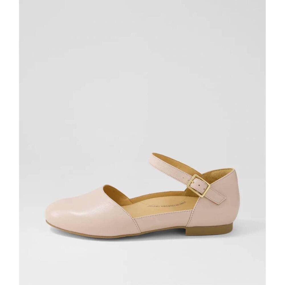 NEW ZIERA women's cavalcade leather flat shoes in pink multi
